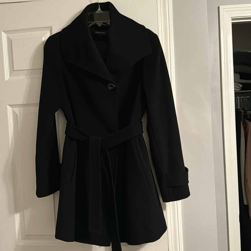 Ellen Tracy Black wool short coat.